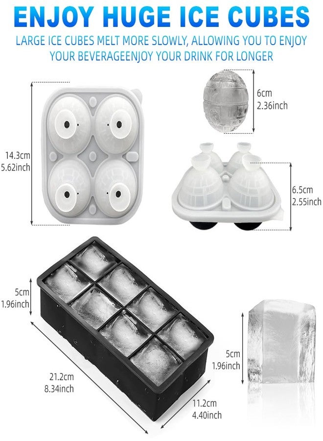 دوفاش مجموعة قوالب مكعبات الثلج المصنوعة من السيليكون، تتضمن قالب كرة ثلجية على شكل كرة وقالب مكعبات ثلج مربع كبير مع غطاء، سهلة الاستخدام، مثالية للويسكي والكوكتيلات، قابلة لإعادة الاستخدام وخالية من مادة BPA. - Image 5
